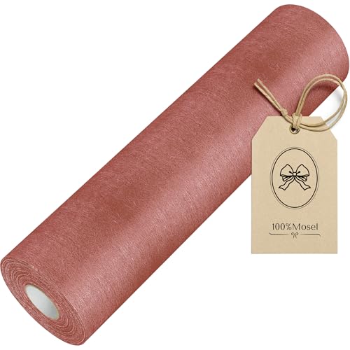 100%Mosel Chemin de Table en Non-tissé, en Vieux Rose (30 cm x 25 m), Nappe décorative pour...