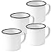 Crow Canyon Home Enamelware Mug, 12 ounce, Vintage White/Black (Set of 4)