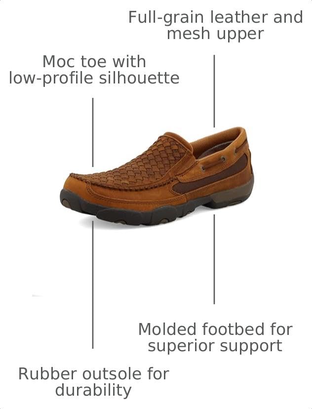 Image of Twisted X Mens Slip on Driving Moc Shoe with Cellstretch