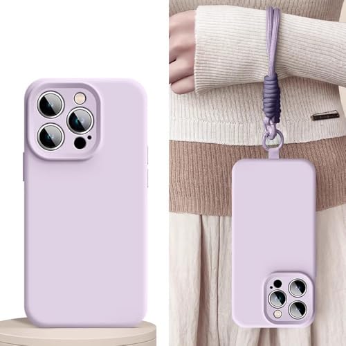 Coque silicone liquide pour iPhone 16 Pro Max avec cordon jaune - 7
