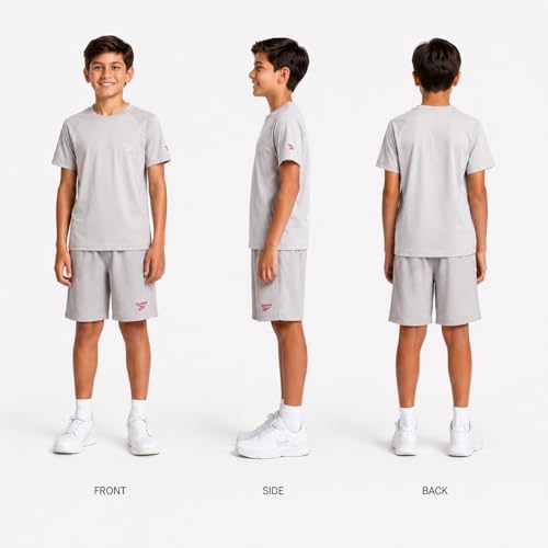 Image of Reebok Boys Athletic Shorts Set - 2 Piece Summer Clothes Outfit with Graphic Tee and Boys Basketball Shorts for Active Kids