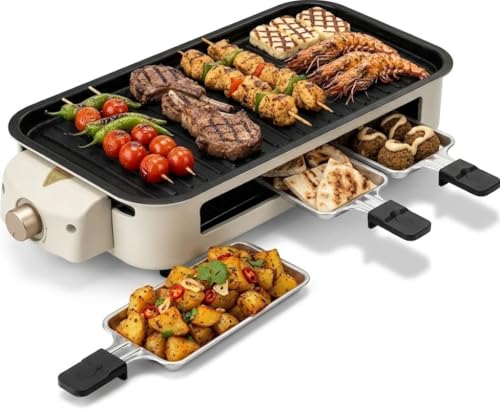 Inabyte1500W Smokeless Electric Grill Indoor Tabletop BBQ Griddle Non-Stick Plate Adjustable Temperature Ideal for Apartments Family Gatherings & Ramadan