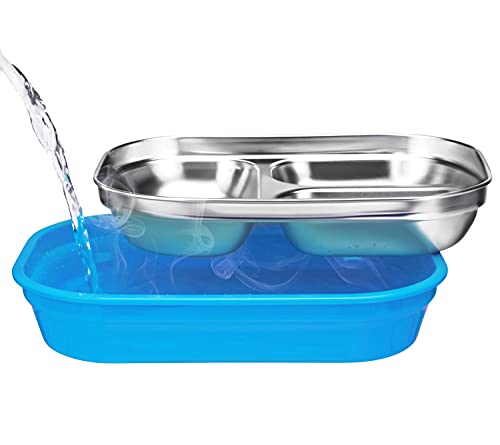 MARMITA POTE FITNESS COM 5 COMPARTIMENTOS PARA ALIMENTOS REFEIÇÃO AÇO INOX JACKI DESIGN AZUL