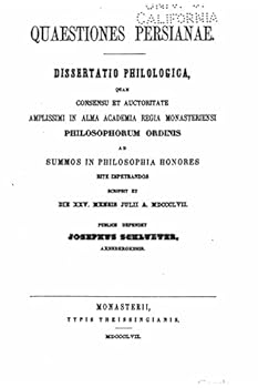 Paperback Quaestiones Persianae [Latin] Book