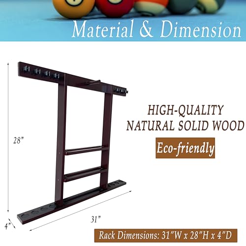 Wall Mount Pool Cue Stick Holder Hold 8 Cues, Pool Stick Holder, Billiard Cue Rack For Pool Table Accessories. Pool Table Stick Holder Made Of 100% Solid Wood (Mahogany) - Image 5