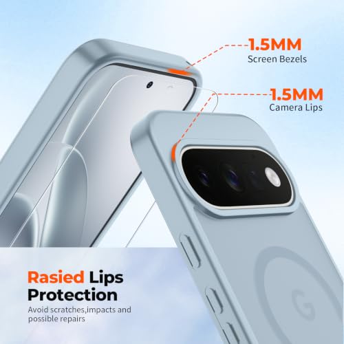 Image of SUPFINE Magnetic for Google Pixel 11 Pro Case - Sliver Blue | With Screen Protector,Translucent Matte,Built-in Magnets,Military Grade Drop Protection,Shockproof Phone Cover