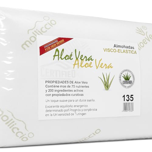 Genérico Almohada Viscoelástica Aloe Vera – Suave, Ergonómica y Transpirable – Antialérgica – Disponible en 70/75/90/105/135/150 cm (105)