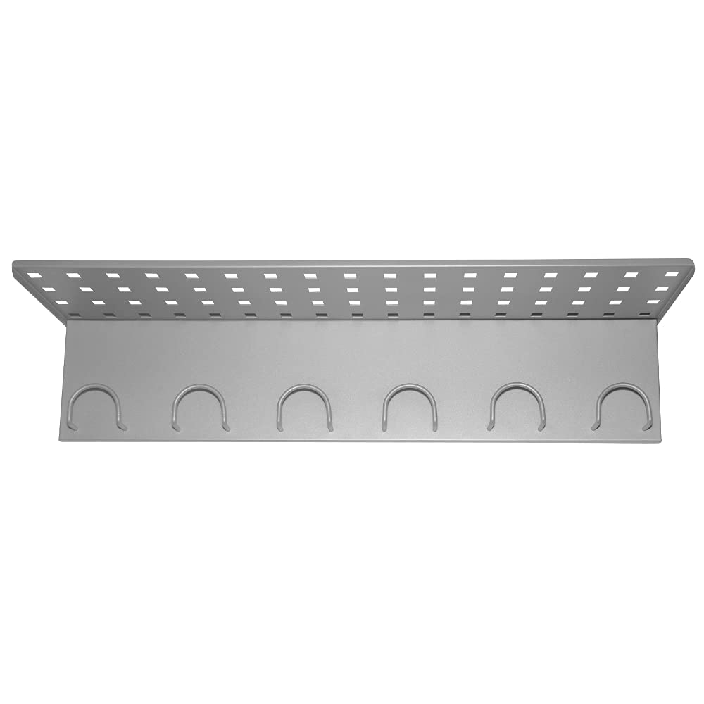 OFITURIA Perchero de Pared Colgador de Ropa Metálico Color Plata con 6 Colgadores Repisa Superior Perforada