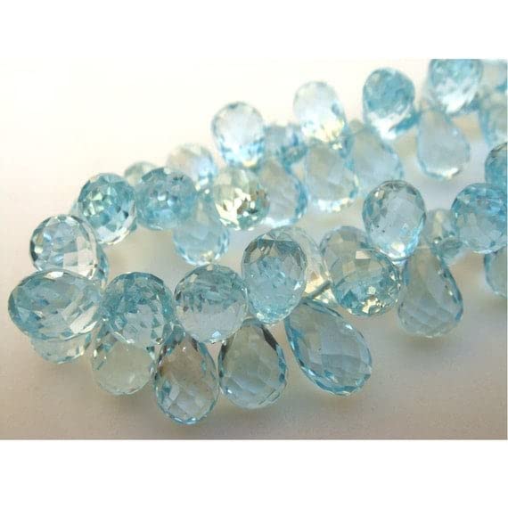 Perles en azurite bleue LKBEADS en goutte microfacettée pour DIY bijoux