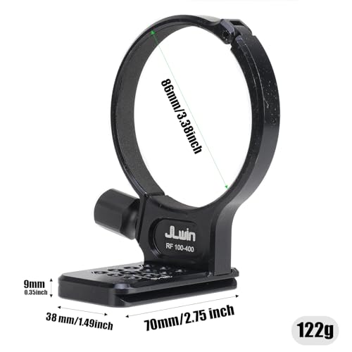 FocusFoto Anillo de Montura para Trípode Metal para Lente Canon RF 100-400mm F/5.6-8 IS USM, Base Inferior con Roscas 1/4" y 3/8" y Placa Dovetail de Liberación Rápida Compatible con Trípodes Arca-Swiss miniatura 4