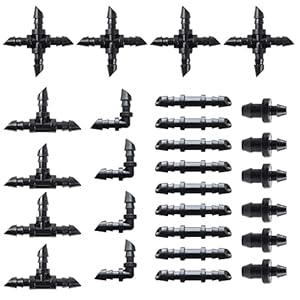 HUAZIZ 130 stuks automatische irrigatieset, tuingereedschap, sproeier, irrigatie, buisverbinding voor landschap, bloembed, terras, planten, kas, sproeier, irrigatie, t-stuk, scharnier