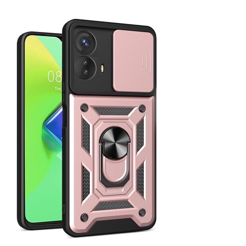 Compatible with Moto G23 4G Case,Compatible with Motorola Moto G13 / G53 5G Magnetic Bracket [PC+TPU] 2 in 1 Slide Lens Pink