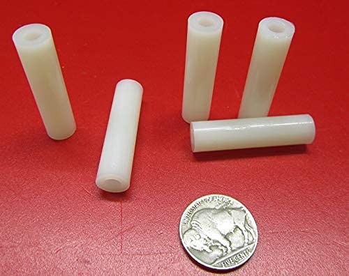 Natural Nylon Spacer, Unthreaded, No. 10 Screw Size x .375" OD x .192" ID x 1.50" Length, 100 Pcs.
