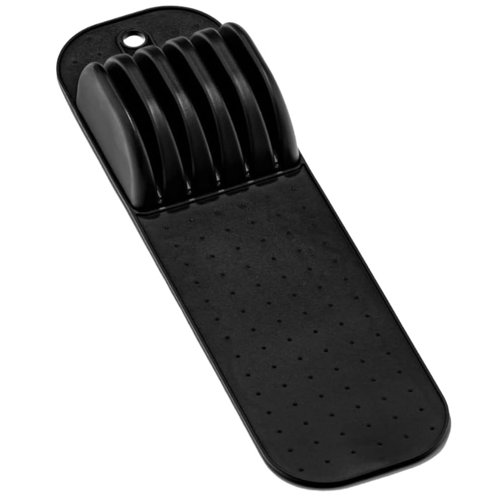 Ounfhtrttk 5 Slot Knife Drawer Organiser Tray Slim In-Drawer Knife Holder Insert W/H Non-Slip Mat Compact Knife Storage for Kitchen