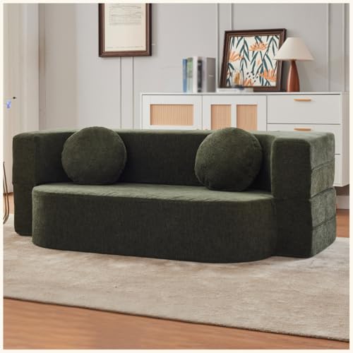 Sofá cama de compresión plegable, sofá modular modular con tela tejida, cama convertible para sala de estar, solución de ahorro de espacio