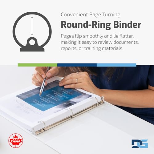 Image of Easyview 3-Ring Binder, Clear-View Cover, 1 inch Round Rings, White, 6 Pack | Heavy-duty binder, fits 8.5 inch x 11 inch paper, customizable cover, made in Canada, ideal for school or office use