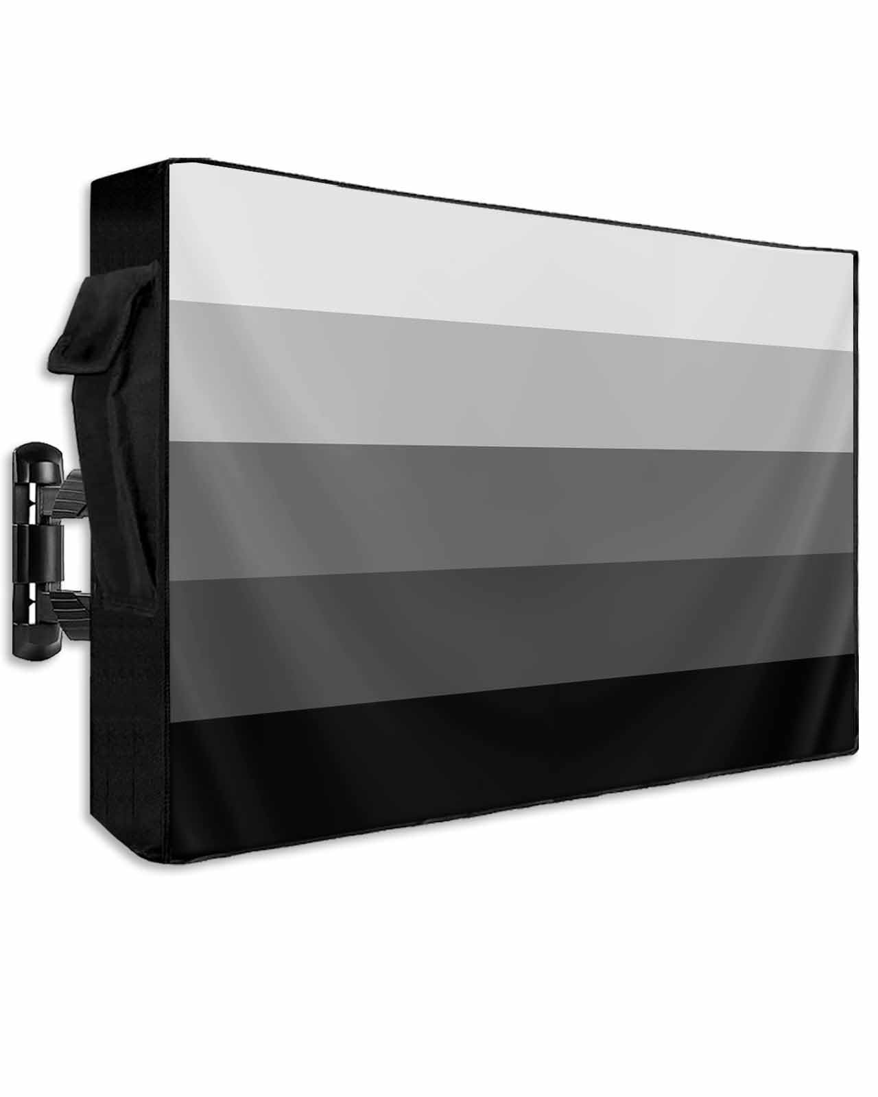 Hsqirky Outdoor TV Cover for 48 to 50 Inch, Black Grey Ombre Weatherproof & Waterproof Outside TV Covers with Remote Pockets, Modern Abstract Art