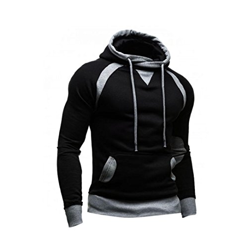 Amlaiworld Sweatshirt Homme Hiver Sweat à Capuche Slim Pull à Capuche Chaud Tops d'usure Manteau à Capuchon (XL, Noir)