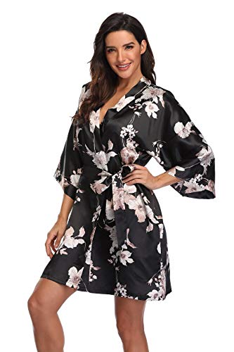 Image of Women's Pure Short Silky Robes Bridesmaid Bride Party Satin Robes Sleepwear