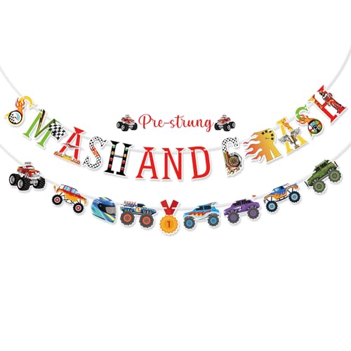 Little Man Monster Large Truck Birthday Banner, Smash and Crash Banner, Monster Large Truck Birthday Party Decorations