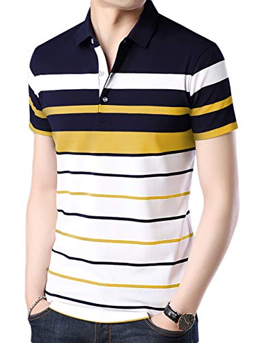 Image of EYEBOGLER Men's Striped Regular fit T-Shirt (T285HS White Darknavy Indigo Royal S) EYEBOGLERMenRegularT-Shirt (Pack of 2)