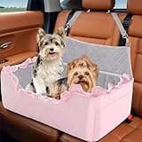 Hundeautositz für große und mittelgroße Hunde unter 25 kg, Hundeerhöhung für 2 kleine Hunde, abnehmbares, waschbares Haustier-Reisebett mit dickem Memory-Schaumkissen, Sicherheitsgurt und