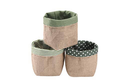 Lot de 3 sacs de rangement à suspendre, en coton et lin, panier de rangement pliable avec poignée pour maquillage, petites affaires, clés Cover