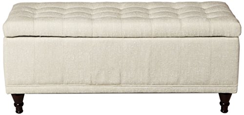 Homelegance Lift Top Storage Bench With Tufted Accents, Beige Fabric #TOP3