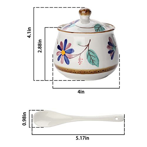 Evannt Porcelain Sugar Bowl Set Of 2 Porcelain Sugar Jar With Lid And Spoon Sugar Canister Storage Container For Sugar Salt Spice Pepper Condiment (Style 1) #TOP4