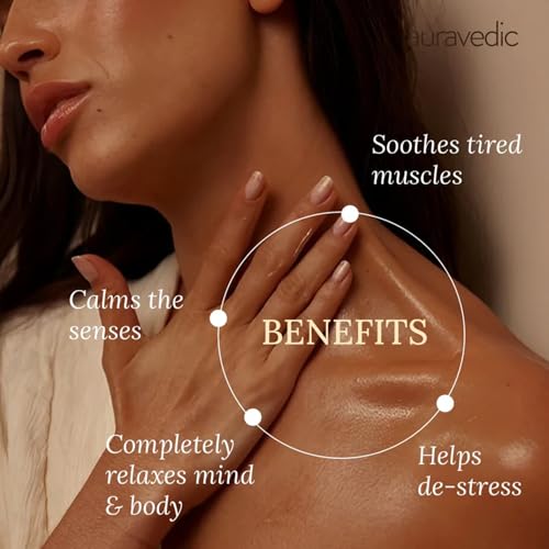 Auravedic Relaxing Body Massage Oil For Full Body Massager For Pain Relief Calming Moisturizer For Dry Skin Face 200 Ml Lavender Eucalyptus Mint Body Oil After Bath For Daily Use