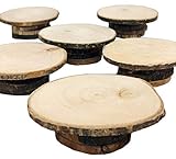 Set of 6 Mini Wooden Rustic country style Cupcake dessert stand dish