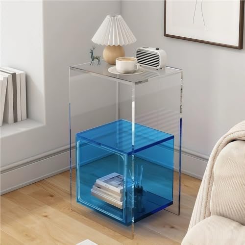 Modern Acrylic Side Table with Open Shelves, Transparent Display Stand