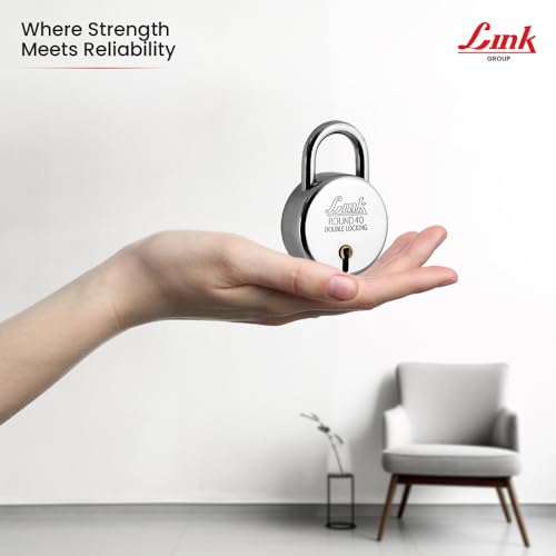 Image of Link New Round 40 MM Silver Steel Lock with 3 Keys | Lock and Keys | Door Lock | Padlock for Home, Office, Shop (Pack of 3)