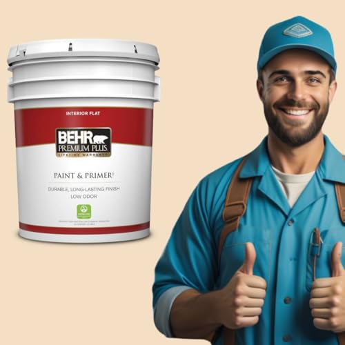Fits BEHR PREMIUM PLUS 5 gal. #22 Navajo White Flat Low Odor Interior Paint & Primer