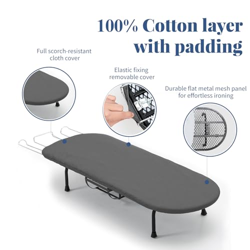 Tabletop Ironing Board with Iron Holder, RAINHOL Small Folding Ironing Board with Cover and Pad, Portable Compact Mini Iron Table for Home & Travel, Black by RAINHOL - Image 4