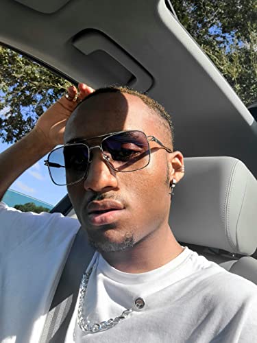 FEISEDY Retro Square Aviator Sunglasses for Men Women Vintage 70s Pilot Shades Classic Metal Frame B28452