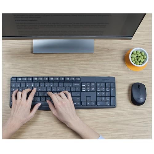 Logitech MK235 Combo Clavier et Souris sans Fil pour Windows, Clavier US International QWERTY - Gris