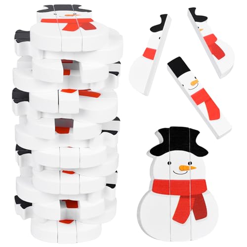 RXLWYUNLAE Christmas Wooden Blocks Stacking Game, Snowman Collapsible Tower Game