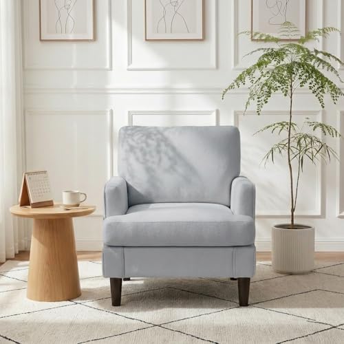 Sillón comodo tapizado Gris estructura madera miniatura 6