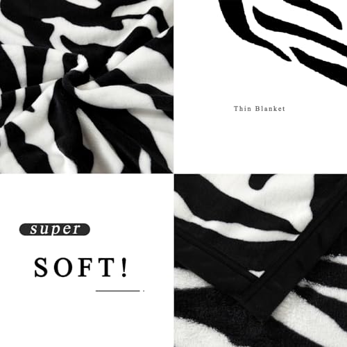 Pu Mei Fuzzy Flannel Throw Blanket For Sofa, Couch, Bed, Black And White Zebra Print Blanket Animal thumb #4