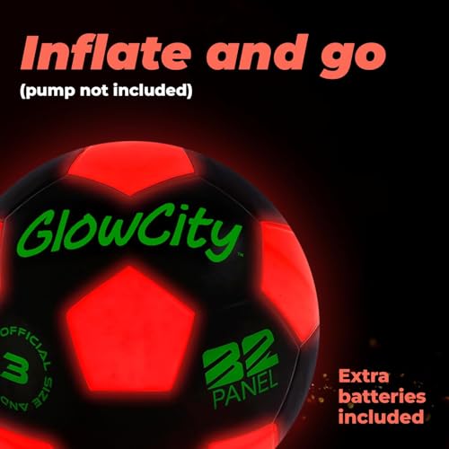 GlowCity Light Up LED Soccer Ball for Kids - Size 3, Black/Red - Thumbnail 4