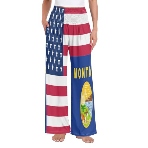 Pantalon respirant jambes larges imprimé drapeau USA Montana