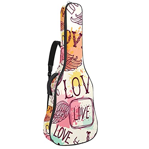 Housse de guitare basse et acoustique imperméable à motif ailes avec zip