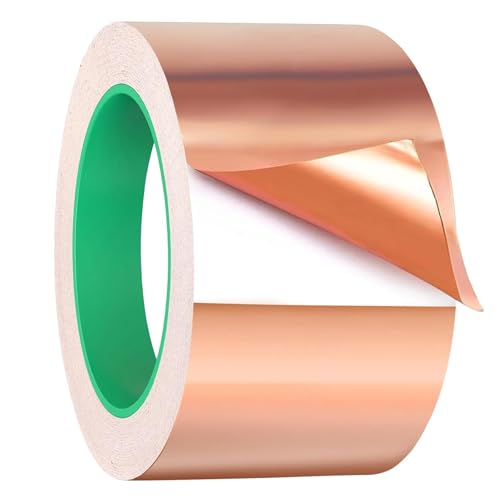 Kupferband Gegen Schnecken, Beidseitig Leitende Kupferfolienband, Schneckenband, EMI Kapton Tape, Copper Foil Tape, Selbstklebend Abschirmband, Kupferfolie Klebeband, Schneckenschutz (70cm*20m)