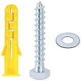 18 PCS Heavy Hex Self Tapping Screws and Nylon Expansion Wall Plugs for Brackets and Brick Fixging,M8 x 50 mm