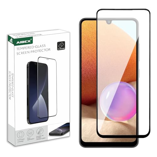 Image of AIBEX Tempered Glass for Samsung A32 4G / Samsung M32 4G / Samsung F22 / Samsung A22 4G / Samsung A33 5G|9H Hardness|Anti-Glare & Anti-Fingerprint|Water Resistant|Edge-to-Edge Full Screen Protector|Bubble-Free Installation