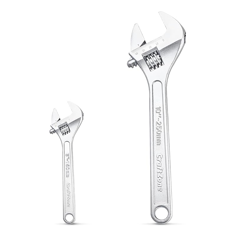 Kit de Chaves Ajustáveis CRAFTZONE com Escalas Métrica e SAE em Aço-Carbono Cromado, 6 e 10 polegadas