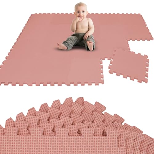LittleTom Spielmatte Baby Puzzlematte Rosa - 18 Teile 30x30 cm -...