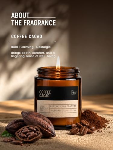Image of EM5 Coffee Cacao Aromatherapy Scented Candle | Hand Crafted Gourmand Candle | 100% Natural Wax & Wick | Upto 40 Hrs Clean Burn | Smokeless & Non-Toxic | 100gm