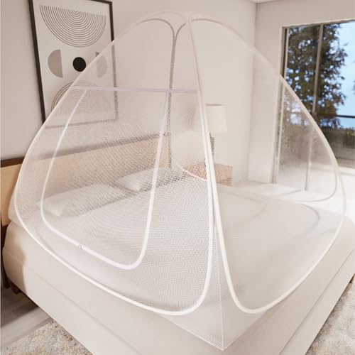 Pop Up Mosquito Net for Bed Large Foldable Mosquito Tent Indoor Outdoor Bug Netting | Lightweight Portable Mesh Tent for Camping Travel Picnic | Queen King Size Bed Net Mosquitero para Cama